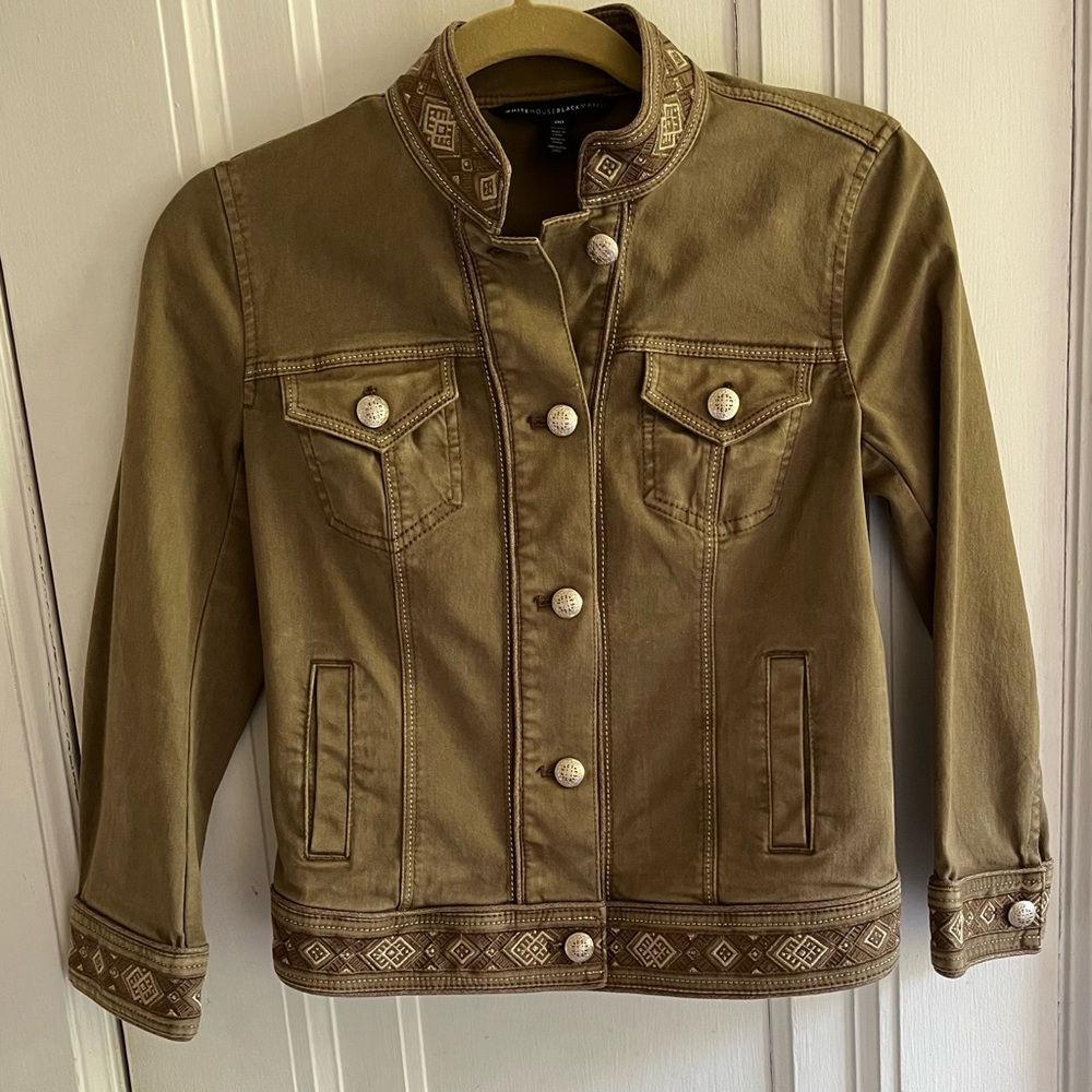 White House Black Market, 00, Army Green/Brown Jacket